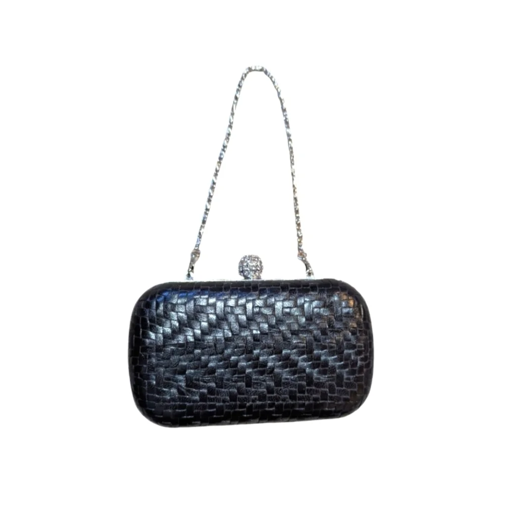MMS Rhinestone Crystal Black Evening Bag Clutch 6